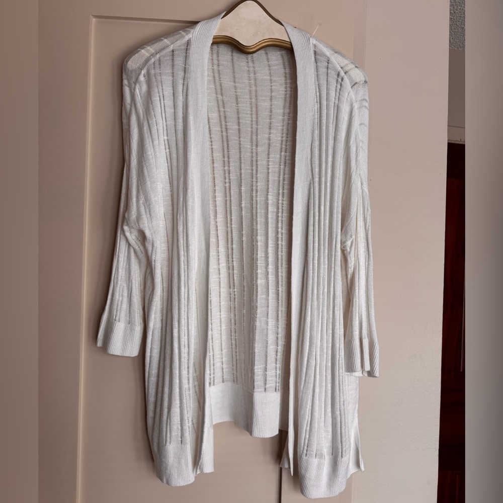 Merona Cream Open-Front Ribbed Cardigan Size XL